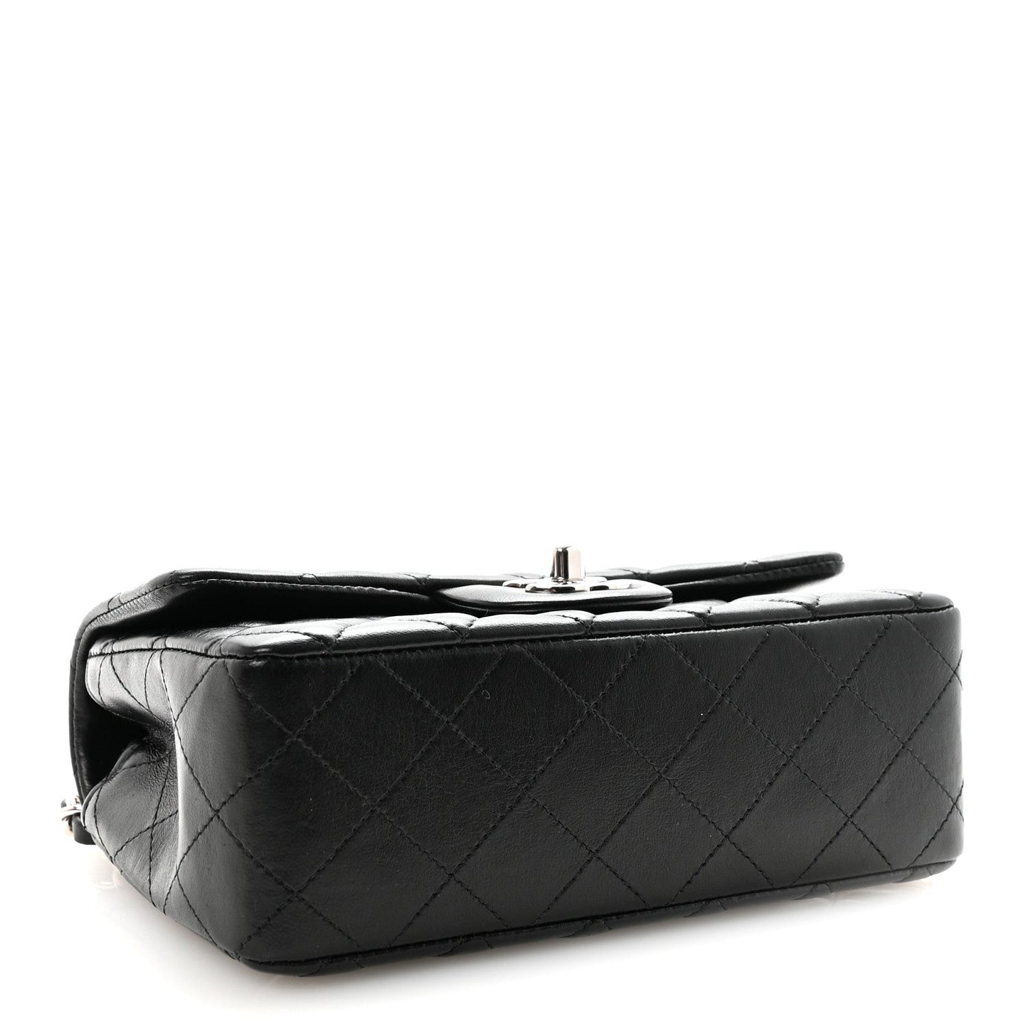 Lambskin Quilted Mini Rectangular Flap Black