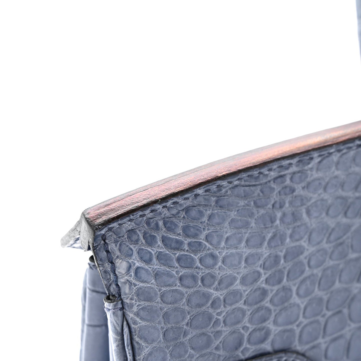 Matte Porosus Crocodile 18K White Gold Diamond Birkin 35 Bleu Brighton