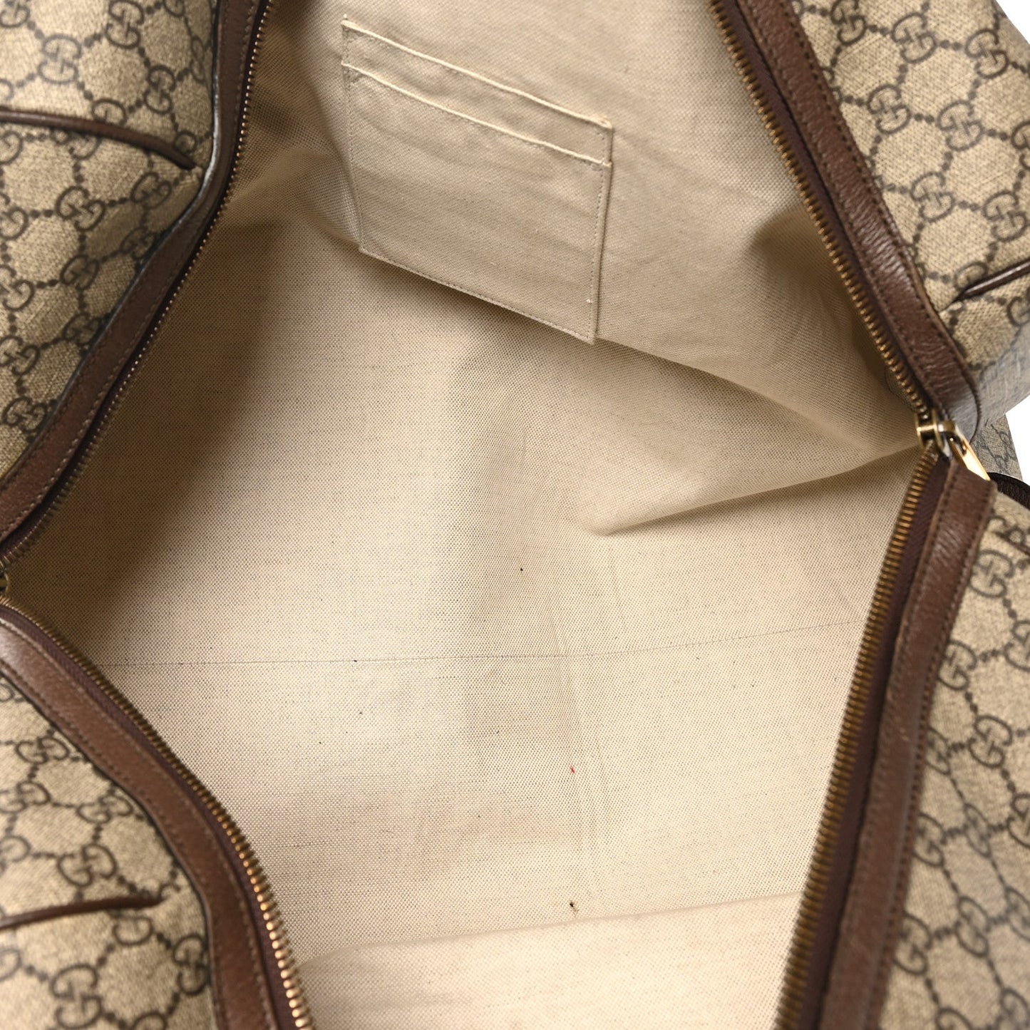 GG Supreme Monogram Textured Dollar Calfskin Web Medium Ophidia Carry-On Duffle Bag Beige Ebony New Acero