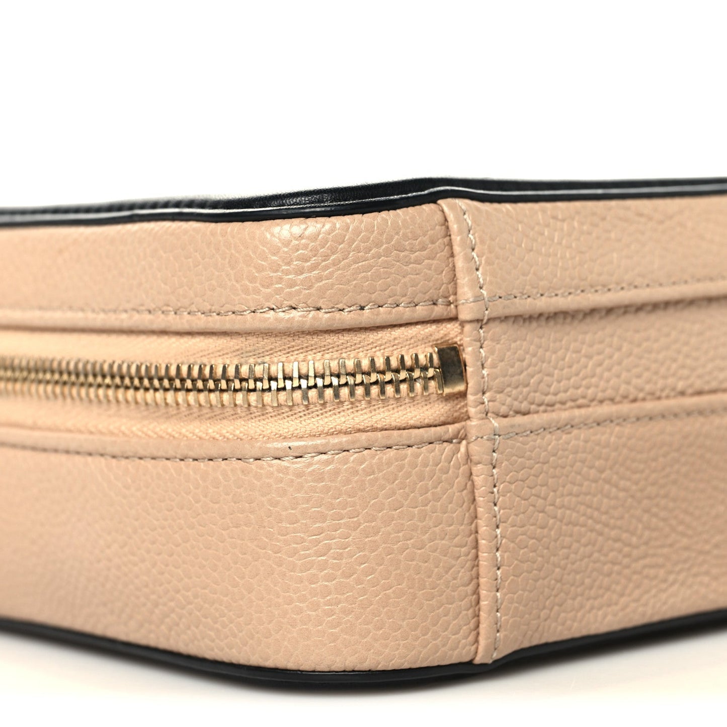 Caviar Quilted Small CC Filigree Vanity Case Beige Black