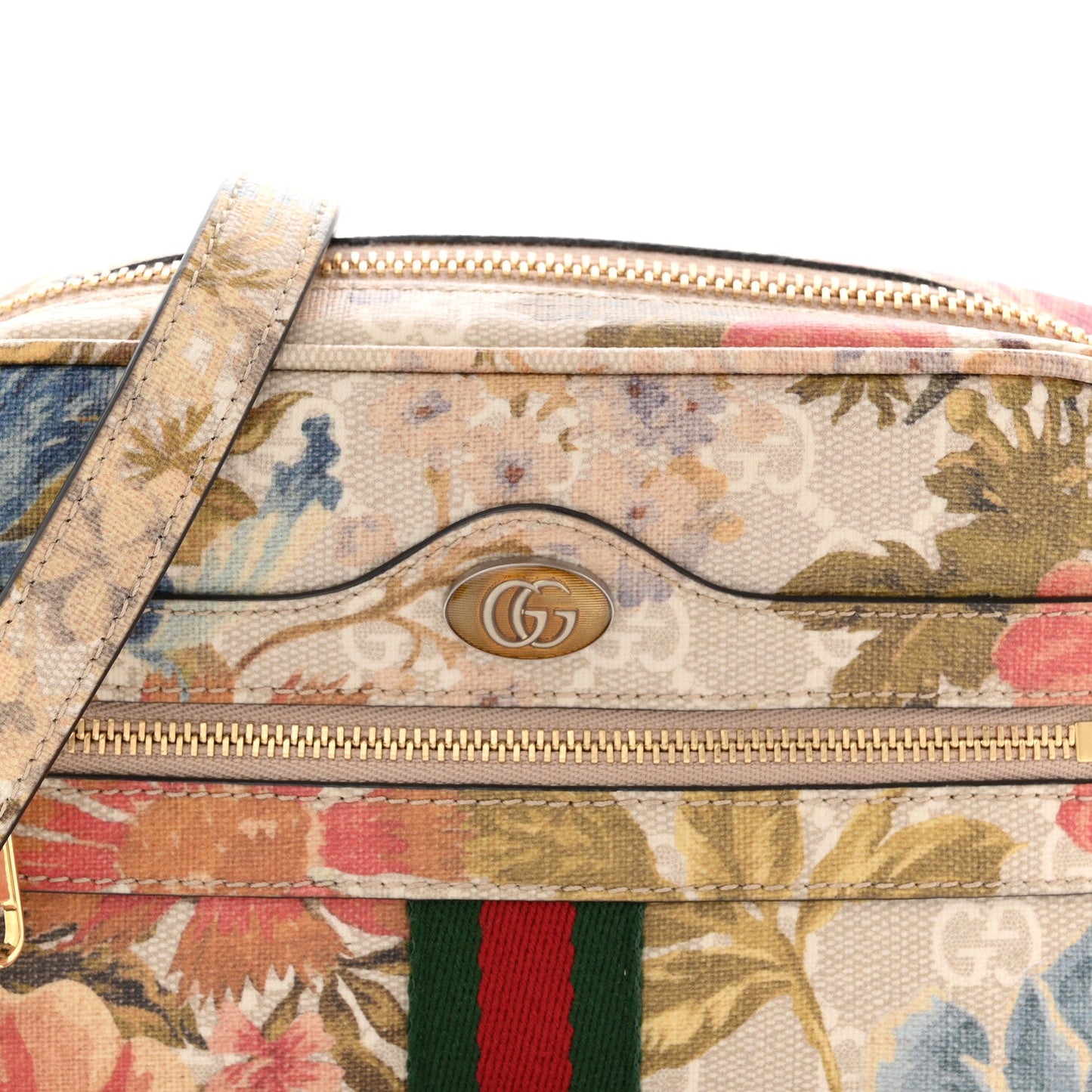GG Supreme Monogram Water Flora Web Mini Ophidia Shoulder Bag Beige White Multicolor