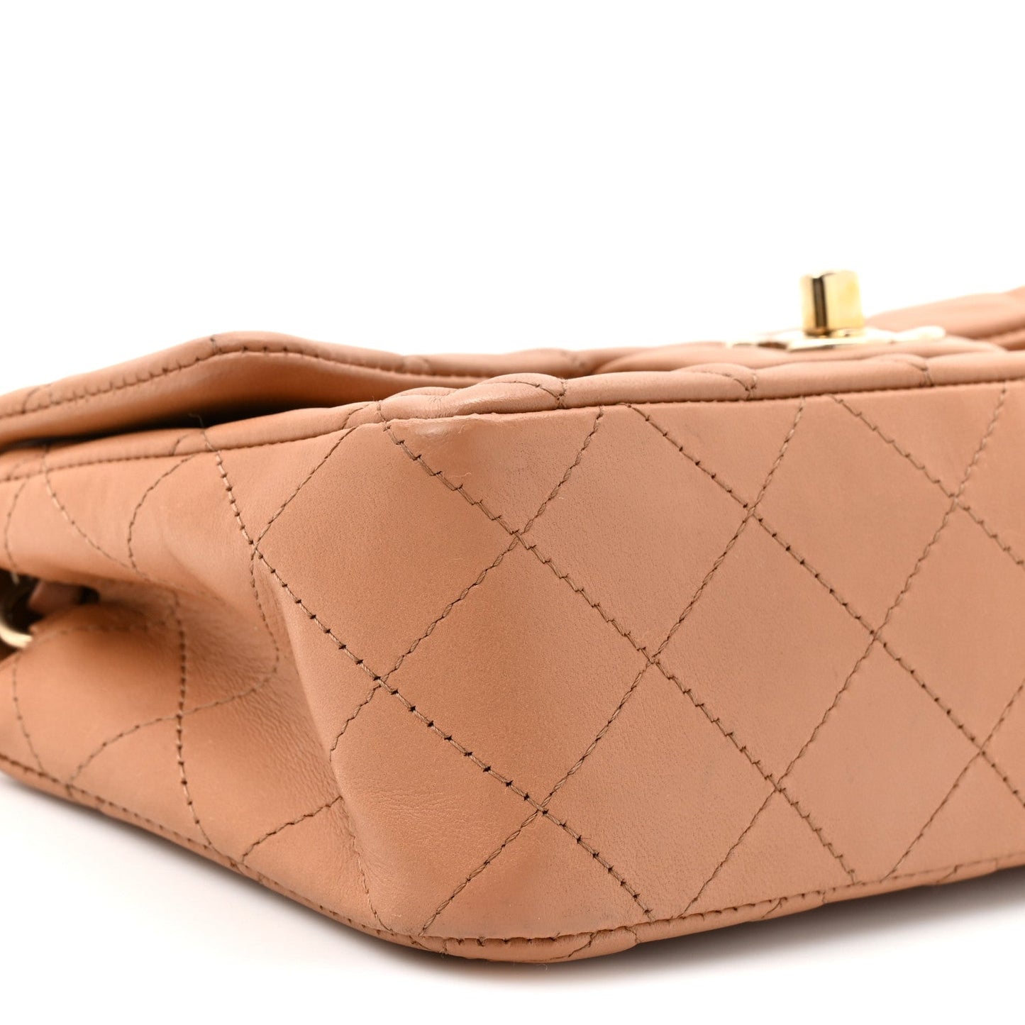 Lambskin Quilted Mini Rectangular Flap Brown