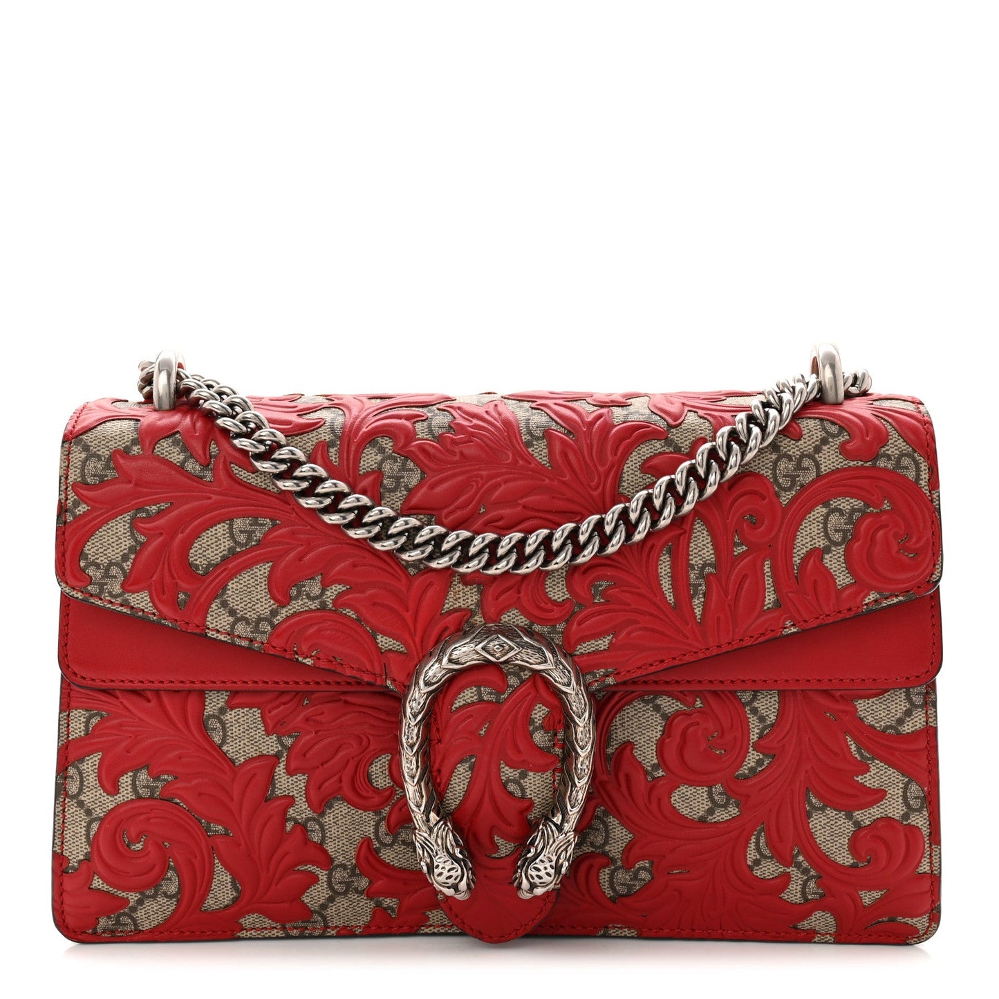 GG Supreme Monogram Arabesque Dionysus Shoulder Bag Hibiscus Red