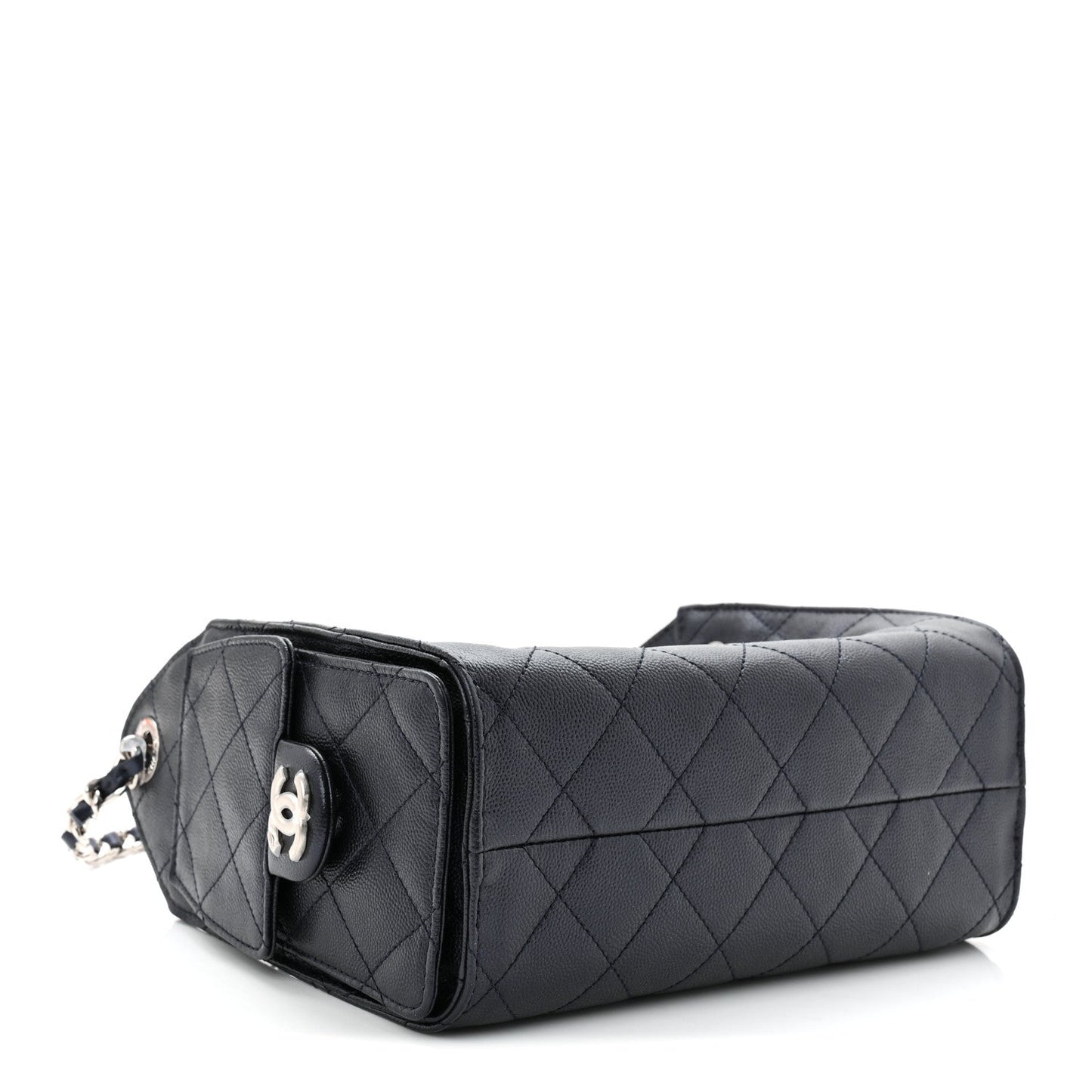 Metallic Caviar Quilted Mini Chanel 25 Handbag Dark Blue