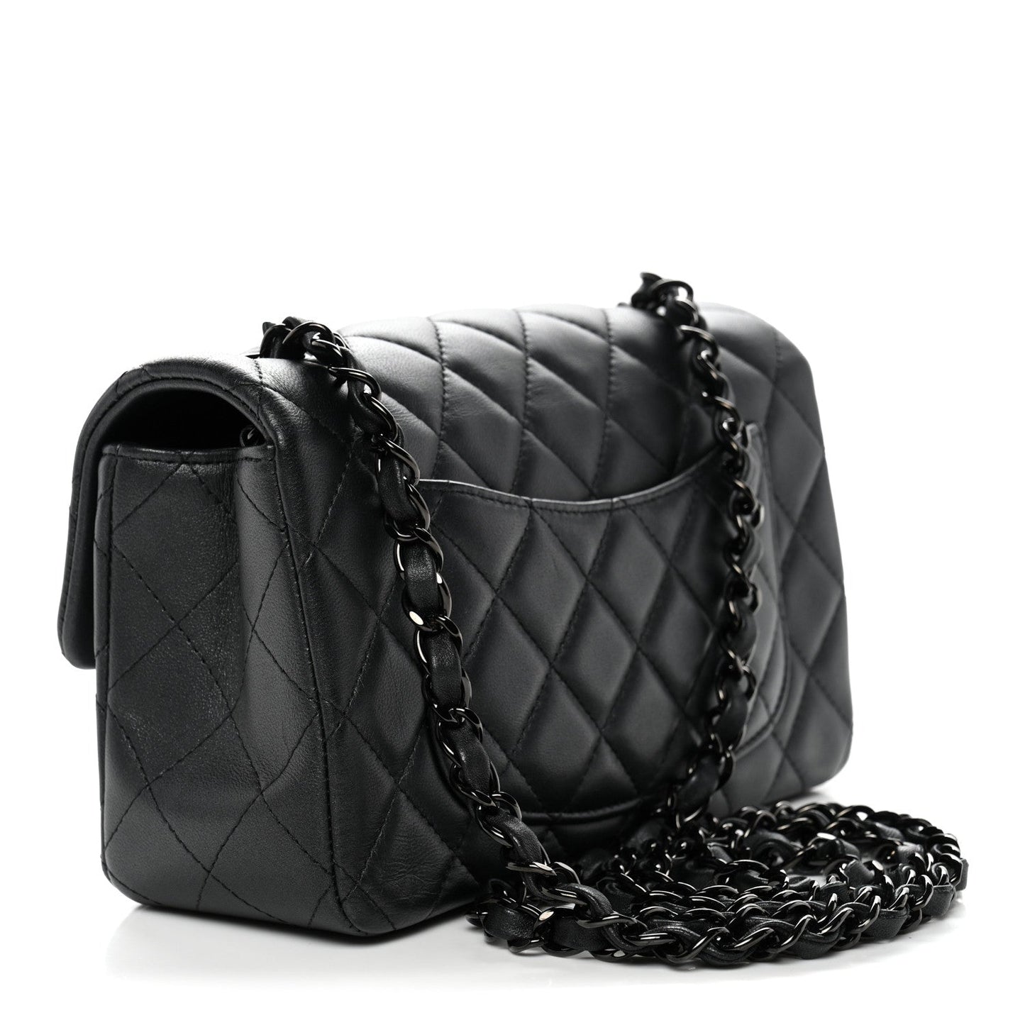 Lambskin Quilted Mini Rectangular Flap So Black