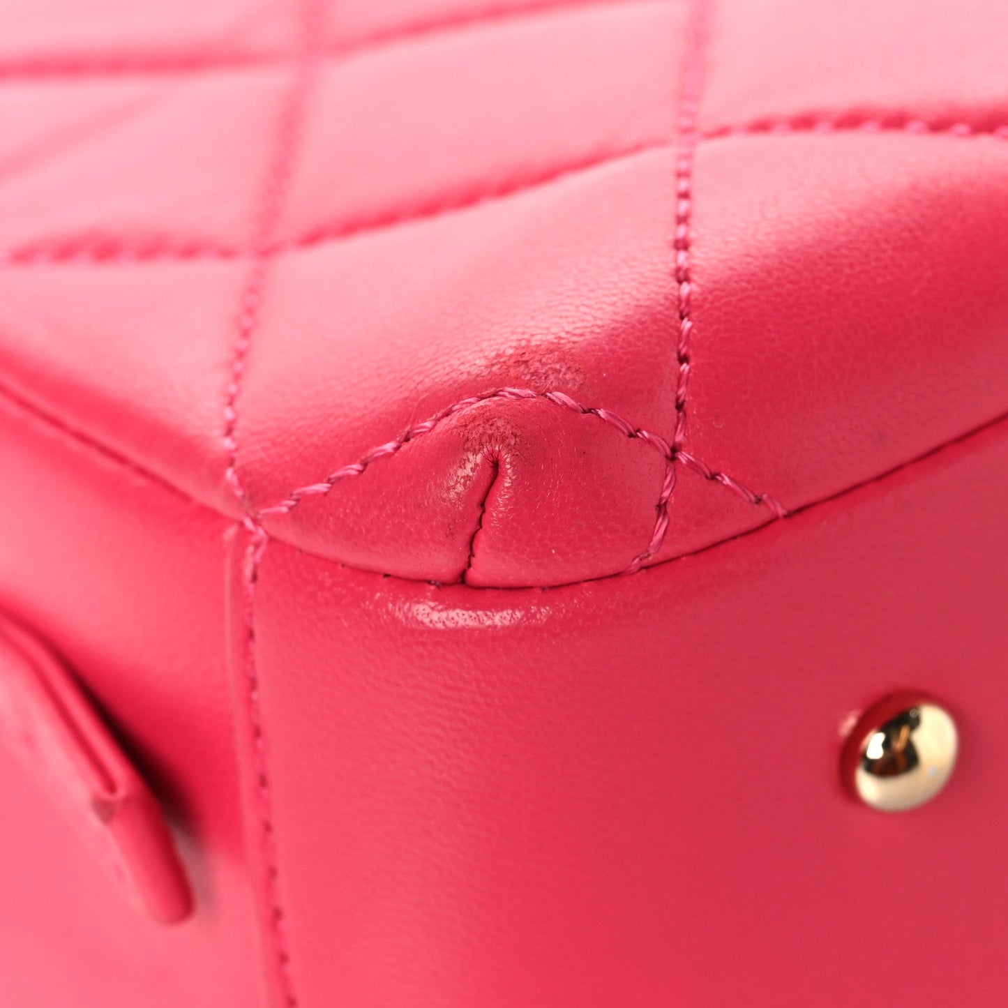 Lambskin Quilted Small Trendy CC Bowling Bag Pink