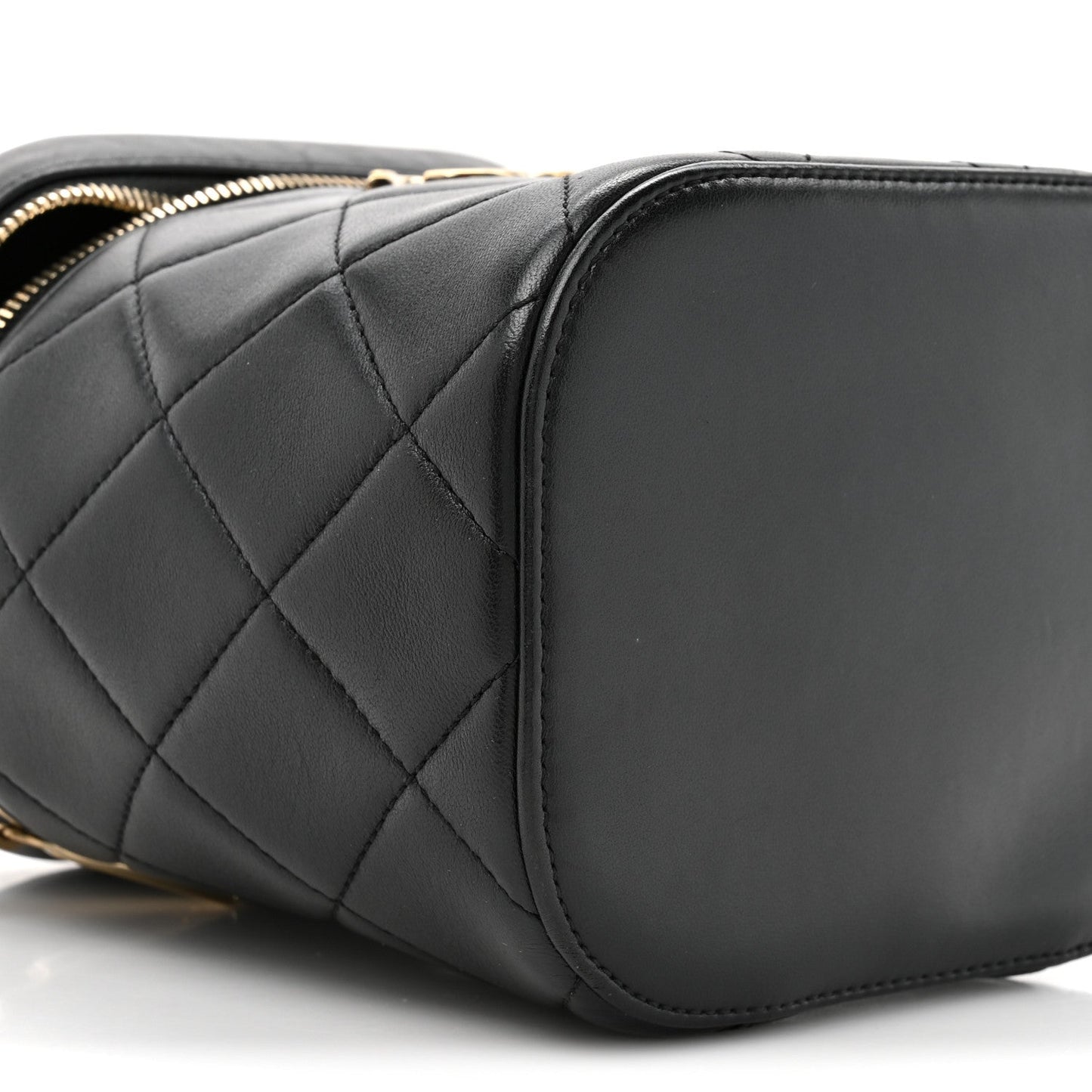 Lambskin Quilted Trendy Vanity Case Black