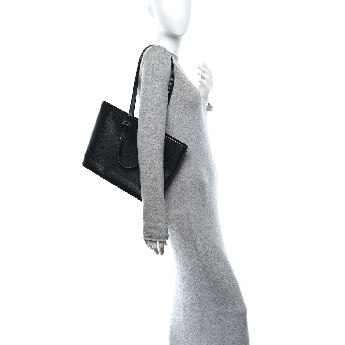 Textured Dollar Calfskin Small Ophidia Shoulder Tote Bag Black