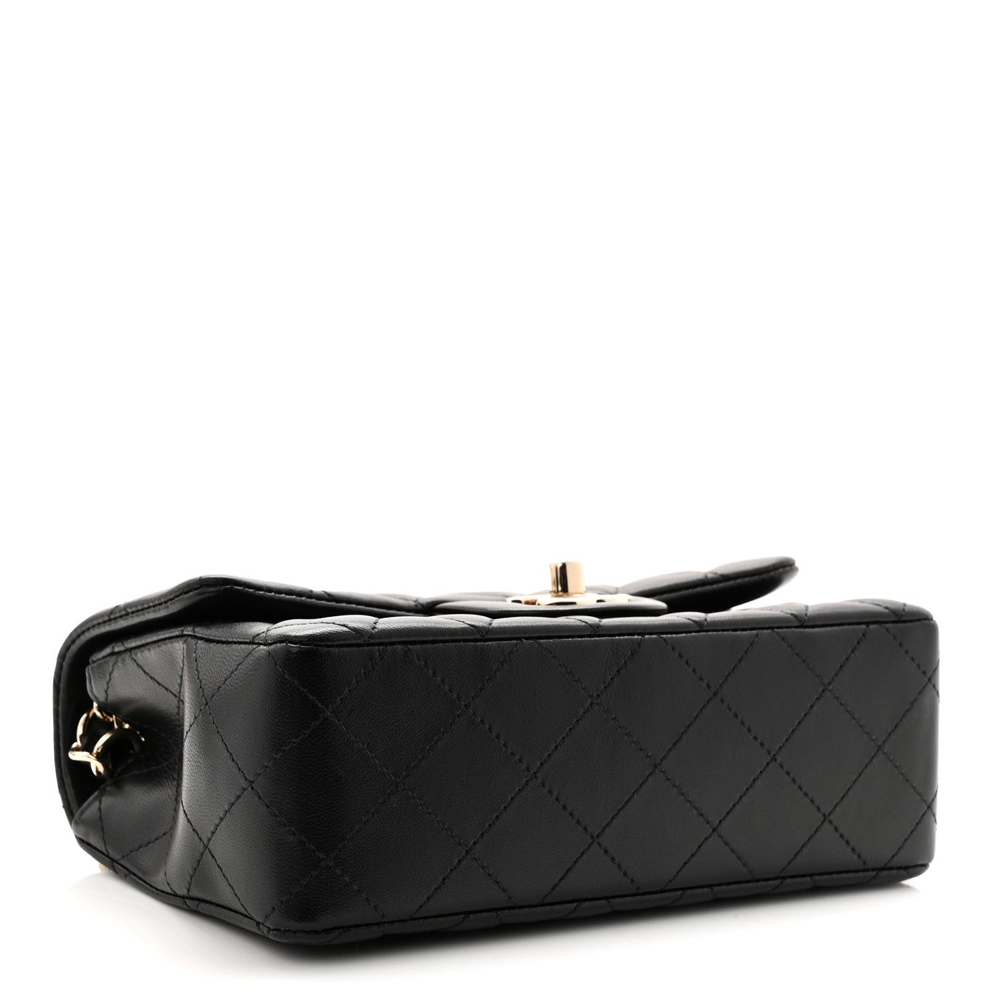 Lambskin Quilted Mini Rectangular Flap Black