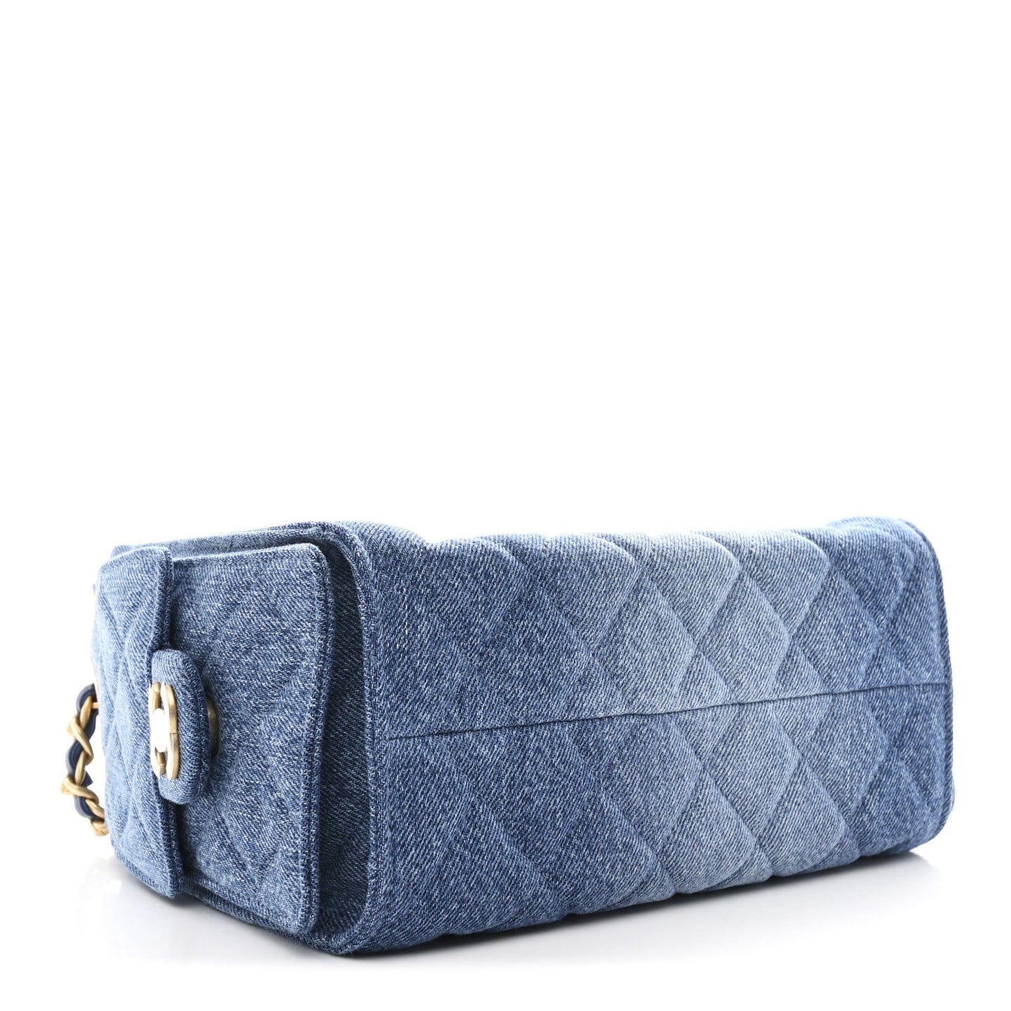 Washed Denim Quilted Mini Chanel 25 Handbag Blue