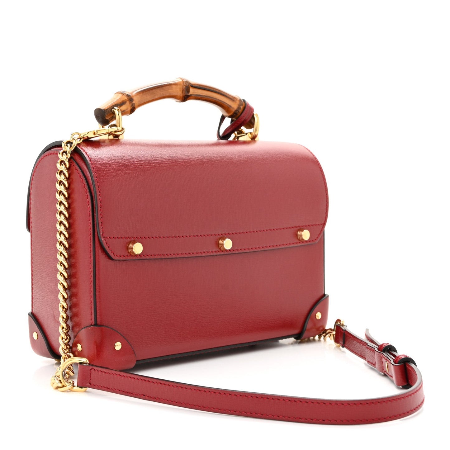 Azalea Calfskin Small Padlock Bamboo Shoulder Bag Romantic Cerise