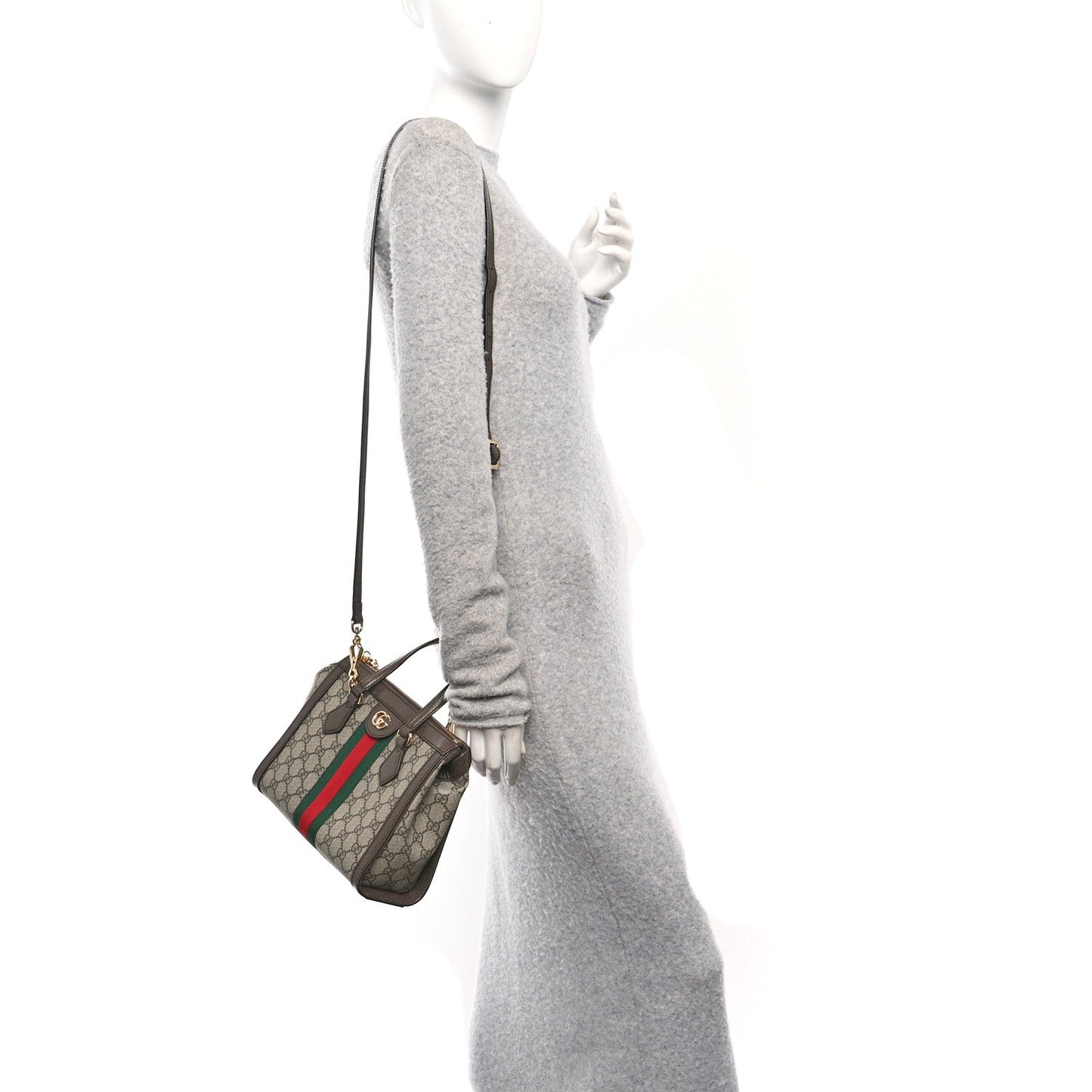 GG Supreme Monogram Small Ophidia Tote Bag Brown