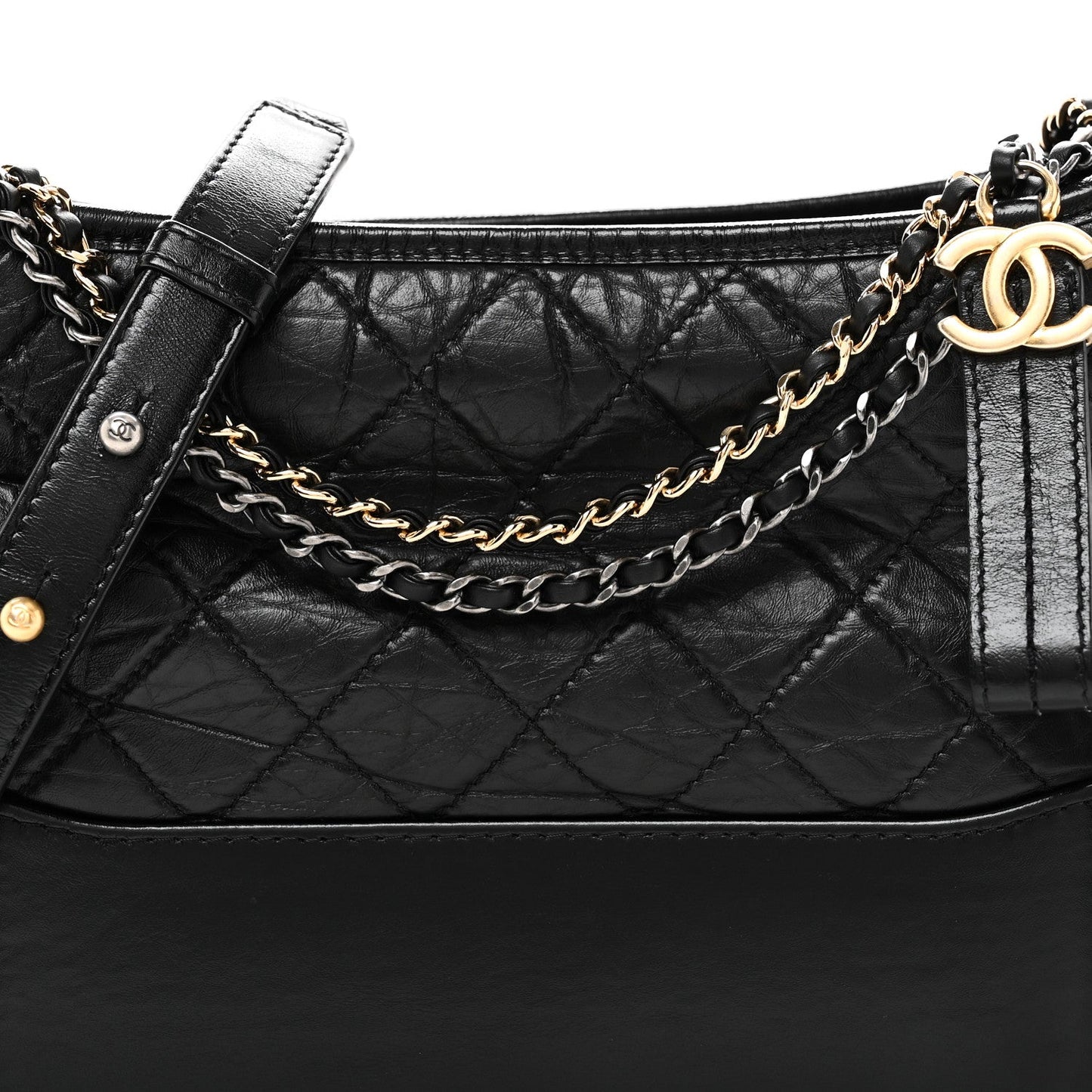 Aged Calfskin Quilted New Medium Gabrielle Hobo Black
