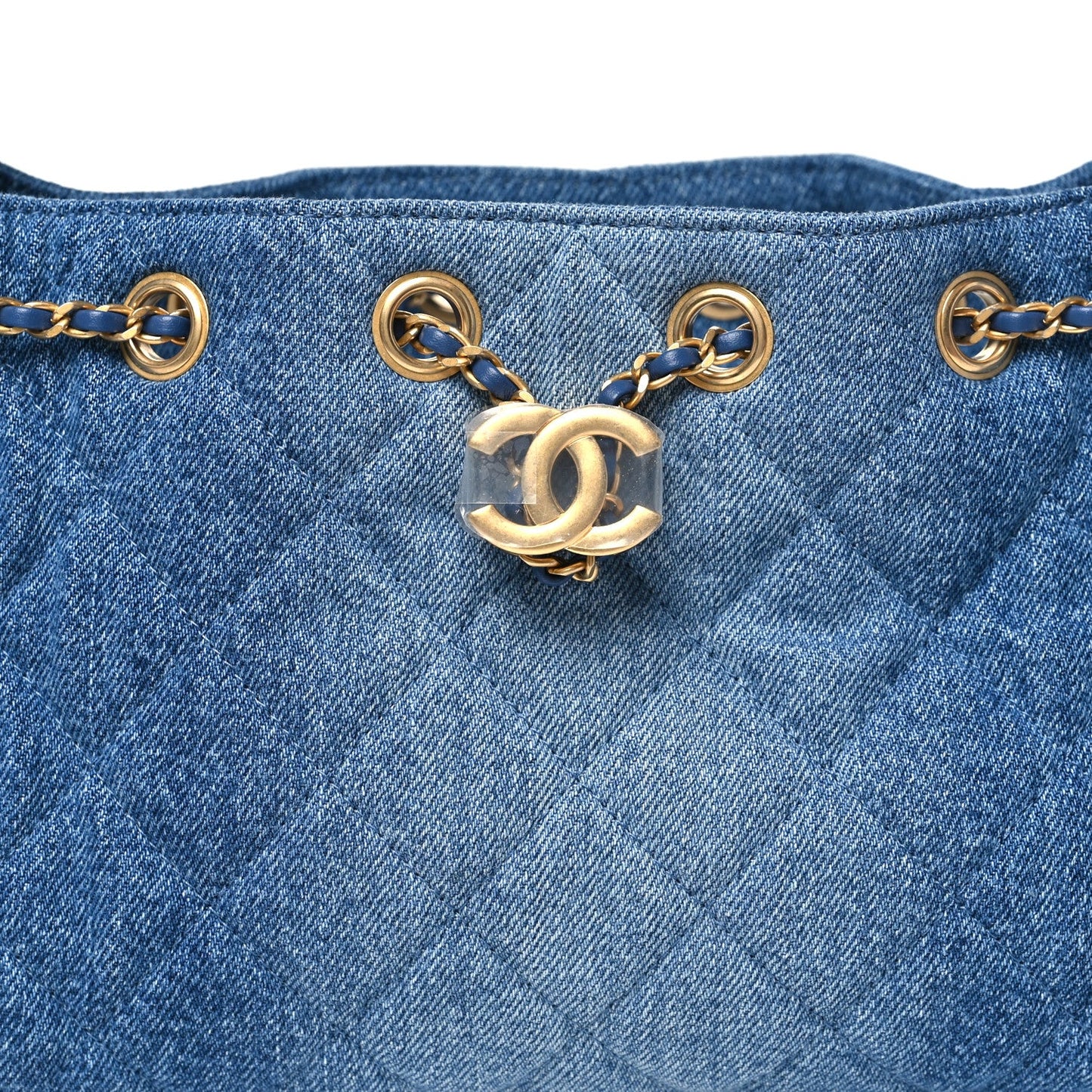 Washed Denim Quilted Mini Chanel 25 Handbag Blue