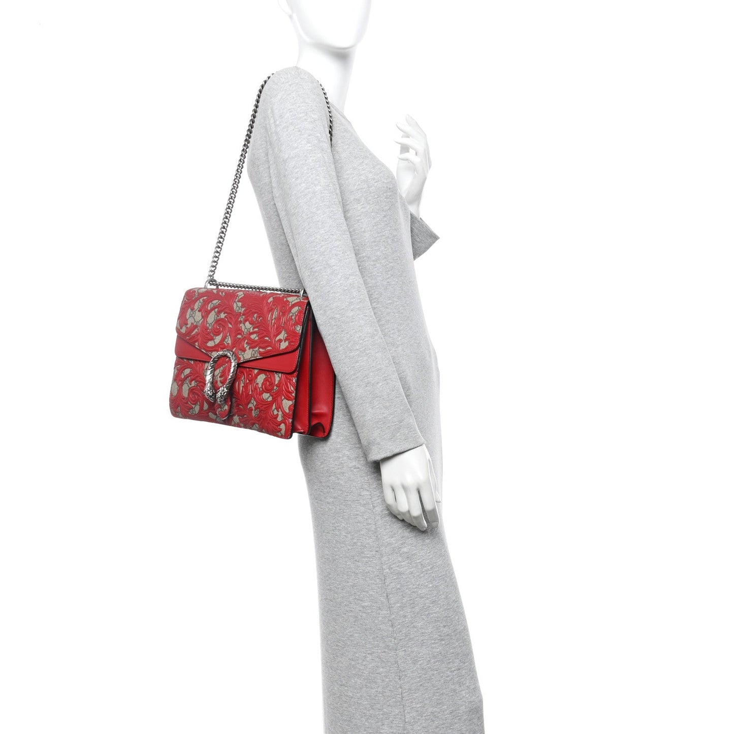 GG Supreme Monogram Arabesque Medium Dionysus Shoulder Bag Hibiscus Red
