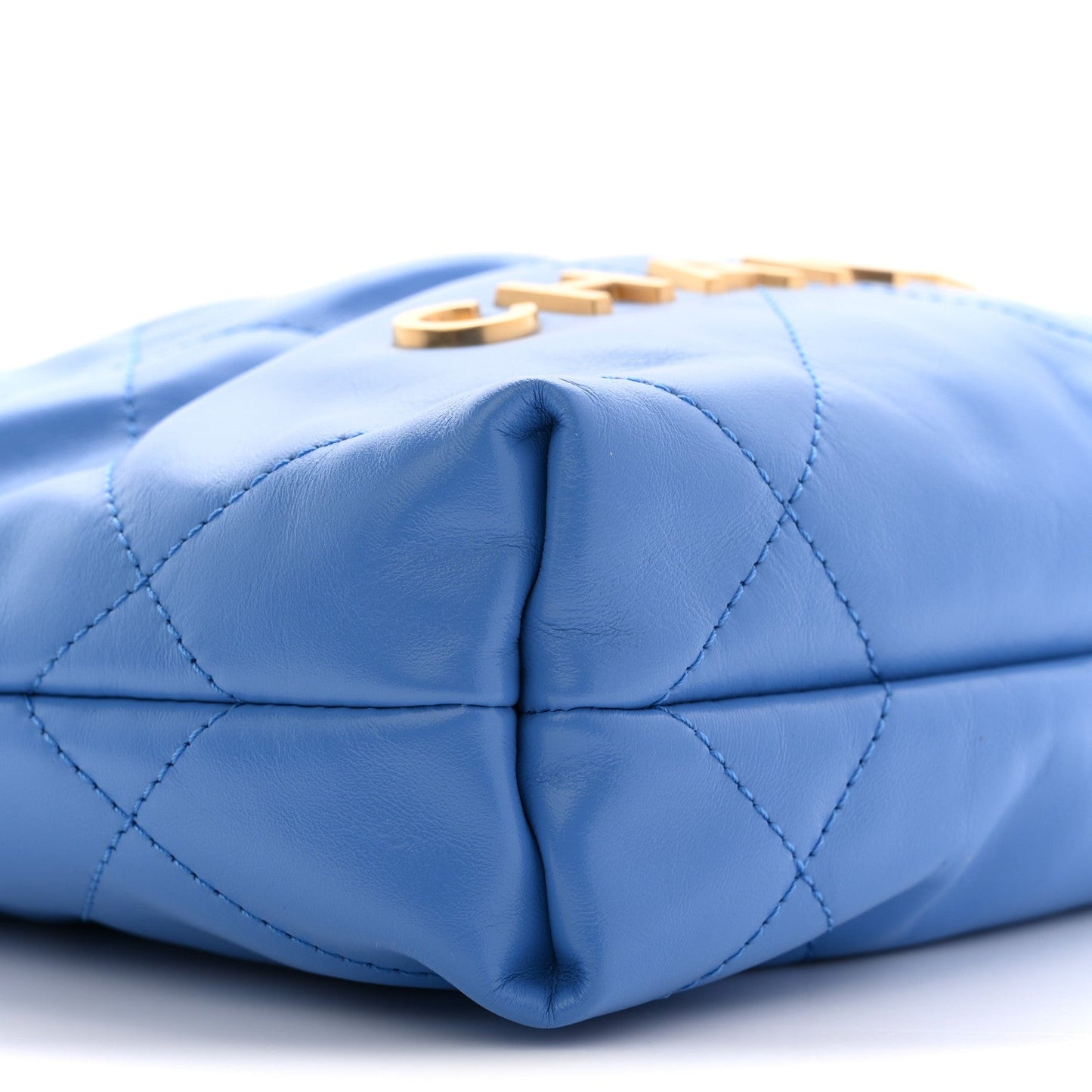 Shiny Calfskin Quilted Mini Chanel 22 Blue