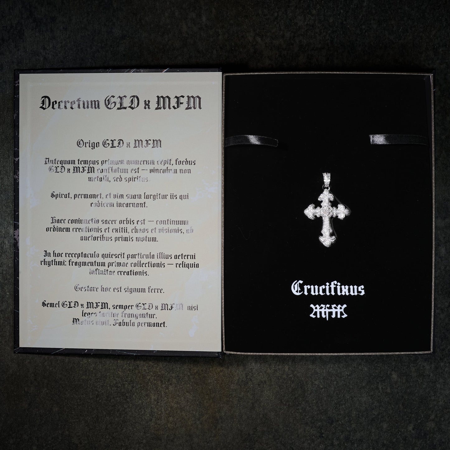 GLD X Bloody Osiris Iced Moissanite Large Cross Pendant in White Gold Vermeil