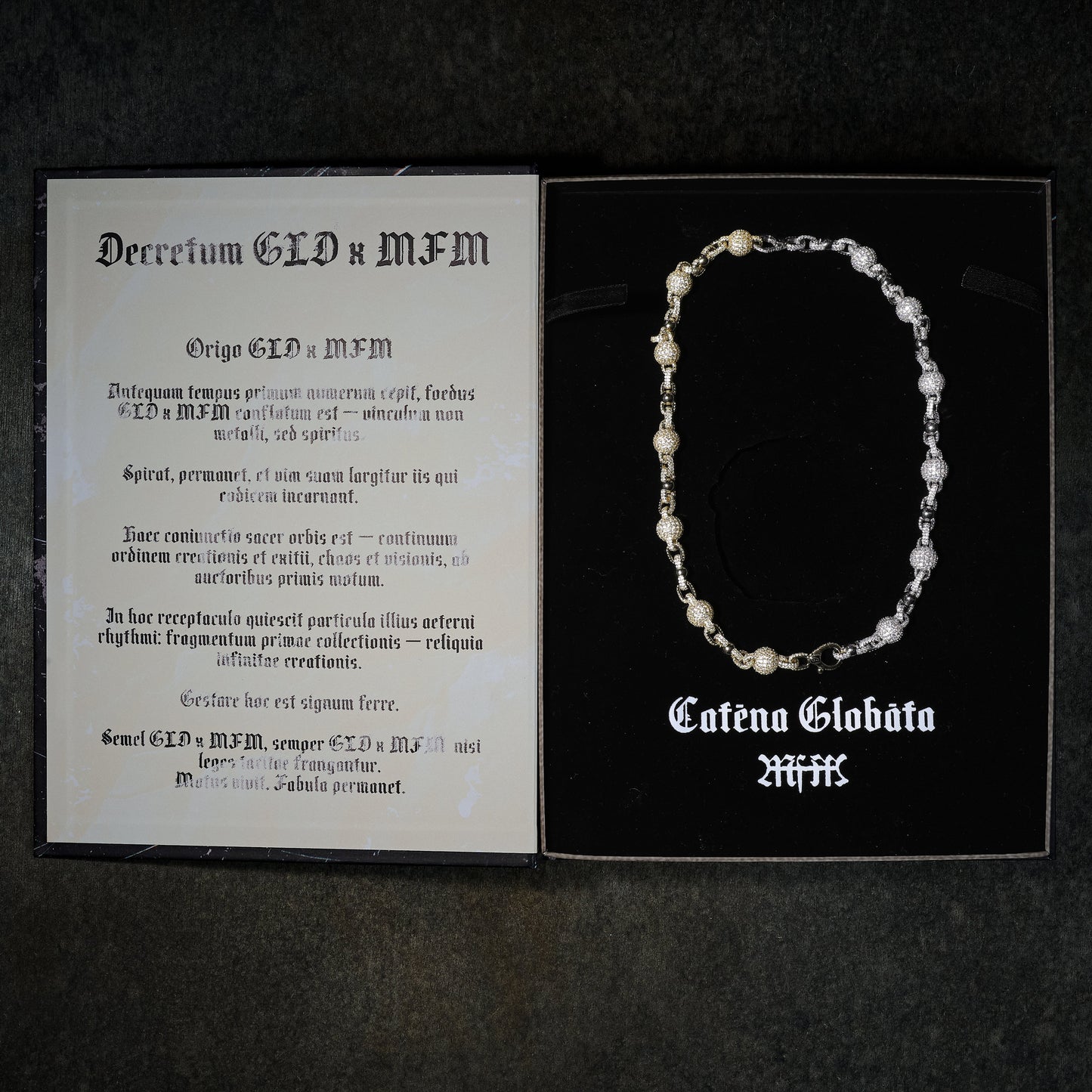 GLD X Bloody Osiris Dual Finish Moissanite Ball Chain in White and Yellow Gold Vermeil