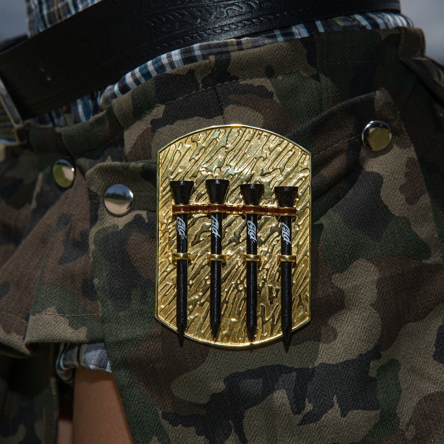 Golf Tee Belt Holder Accessory in Yellow Gold