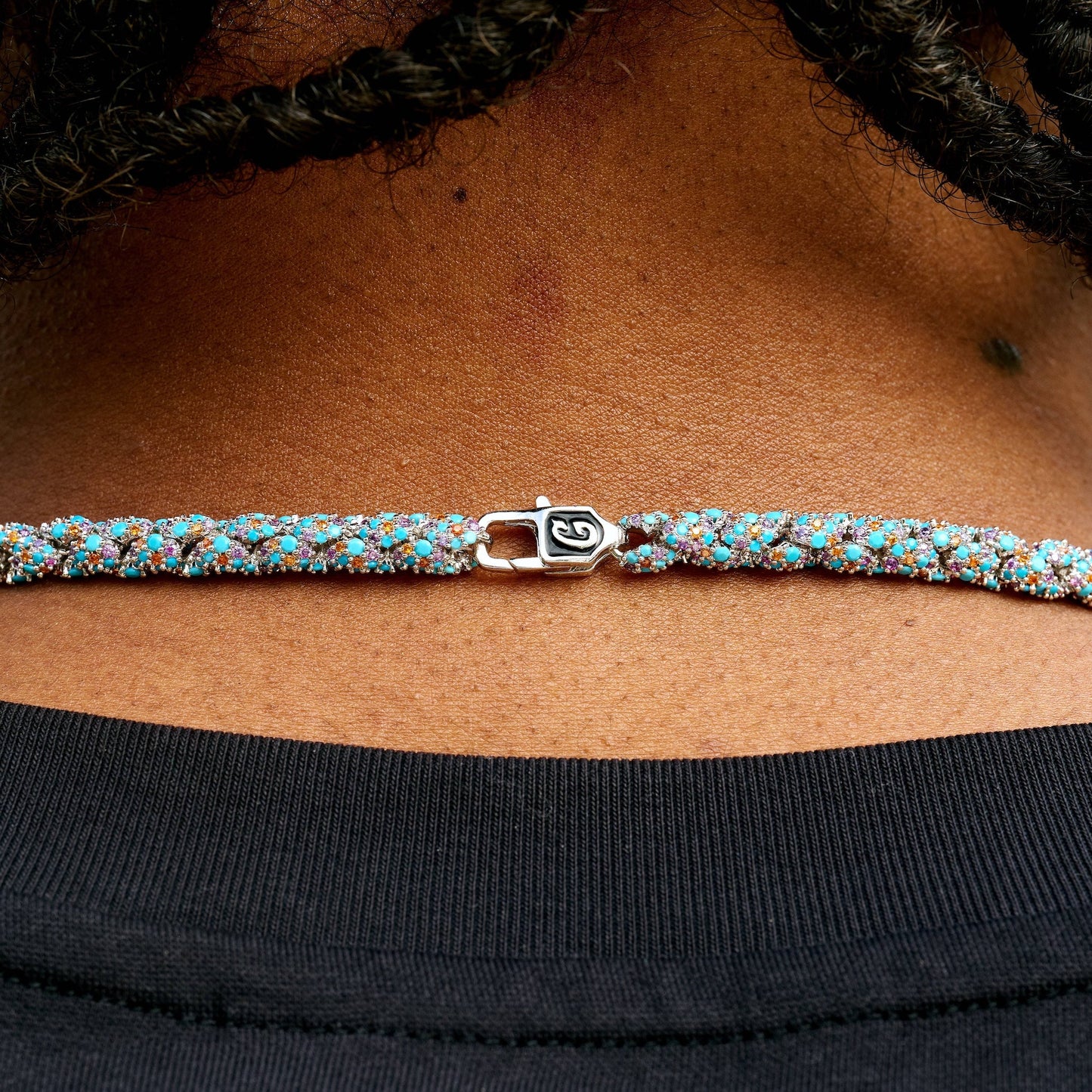 Iced Candy Rope Chain Necklace in White Gold