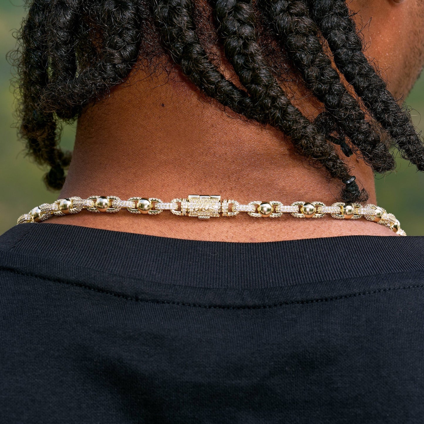 Iced Plain Ball Chain Necklace in Yellow Gold - 6mm