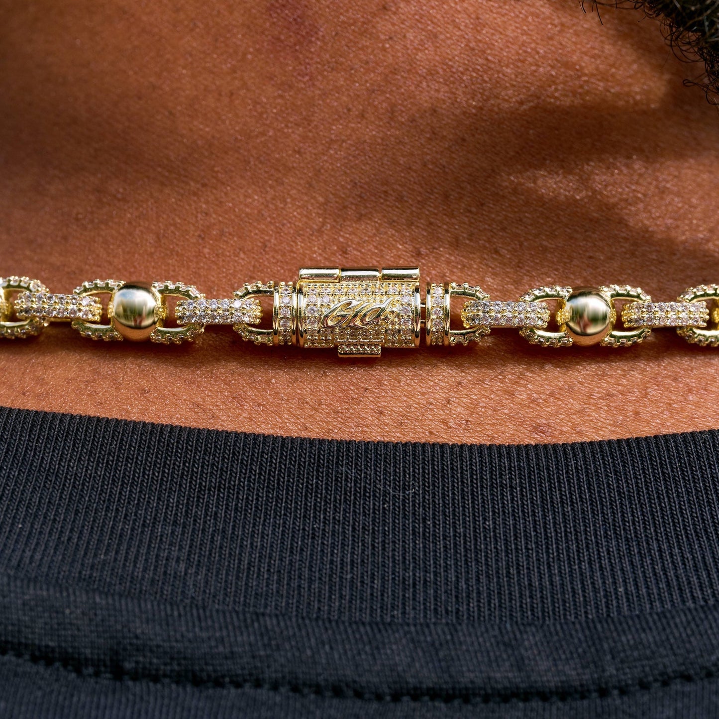 Iced Plain Ball Chain Necklace in Yellow Gold - 6mm