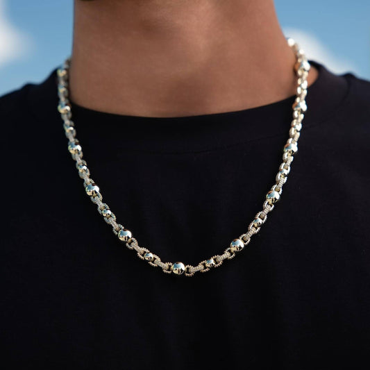 Iced Plain Multi Size Ball Chain in Yellow Gold