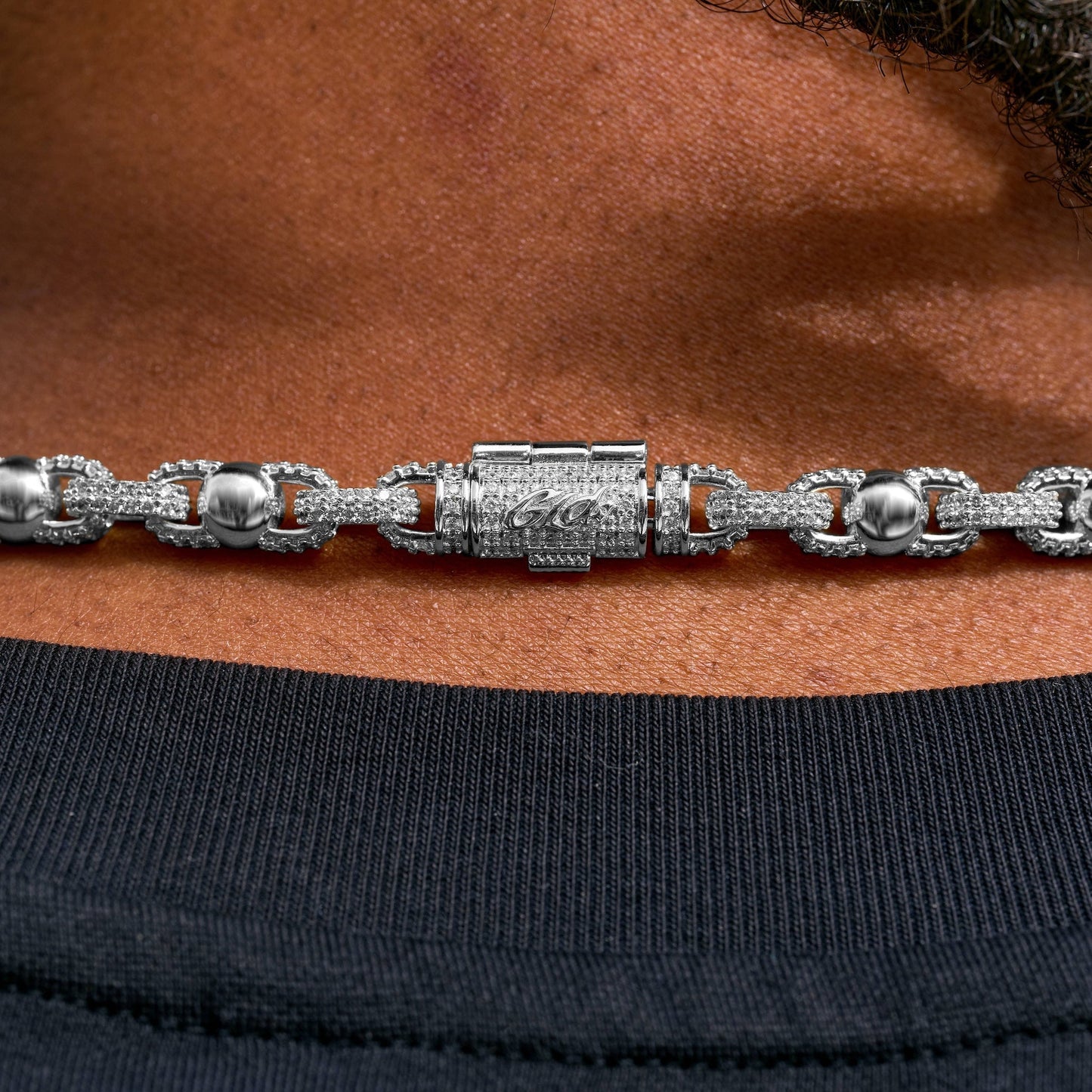 Iced Plain Ball Chain Necklace in White Gold - 6mm