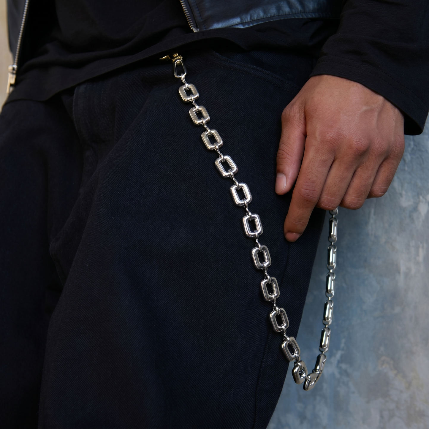Square Link Pant Chain in White Gold - 15MM